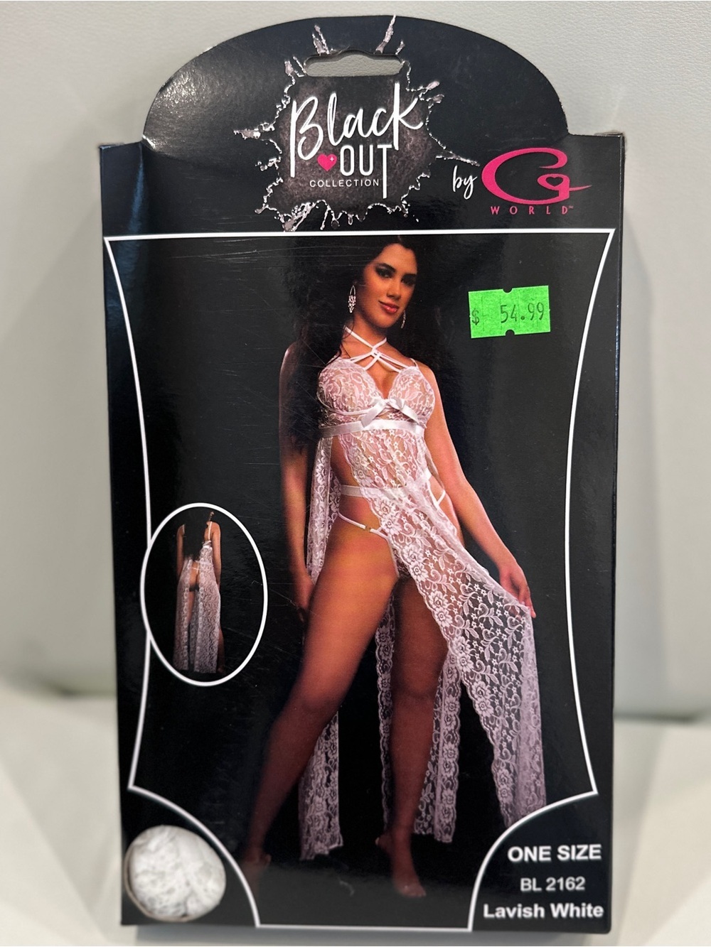 G World White Lace 2pc Strappy Halter Night Gown Set